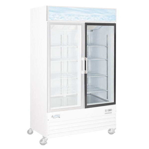 A white right hinged door for an Avantco GDC-40F series refrigerator with glass doors.