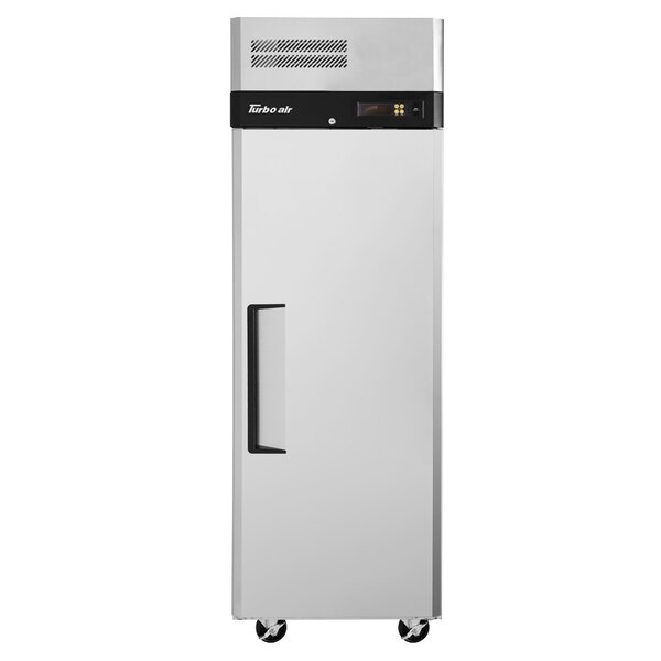 A silver Turbo Air M3 Series reach-in refrigerator with a stainless steel door and black handle.