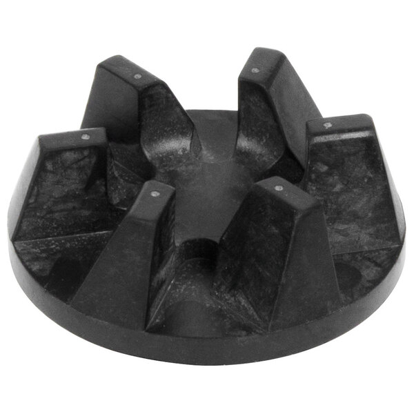 A black plastic Waring drive coupling with four holes.