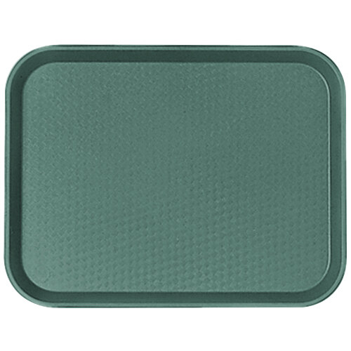 A close-up of a Cambro Sherwood Green customizable fast food tray with a textured surface.