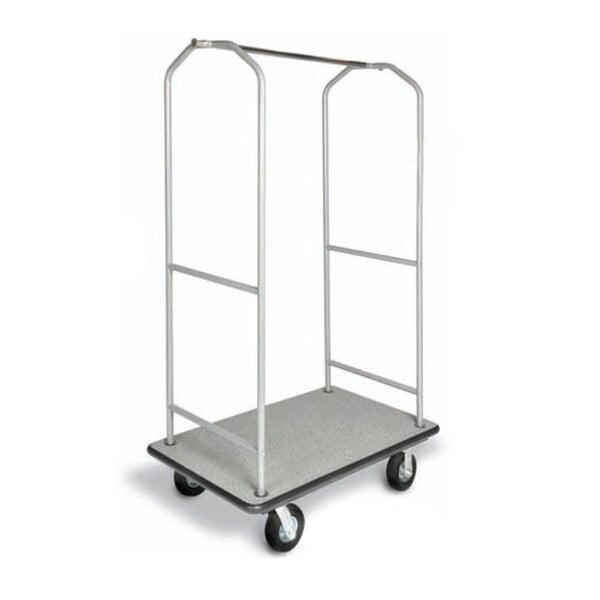 A silver CSL Bellman's cart with black accents and black wheels.