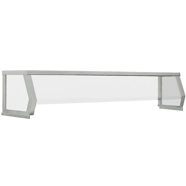 A white rectangular serving shelf with a silver frame.