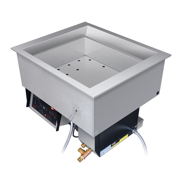 A Hatco dual temperature drop-in food well with a square top and bottom.