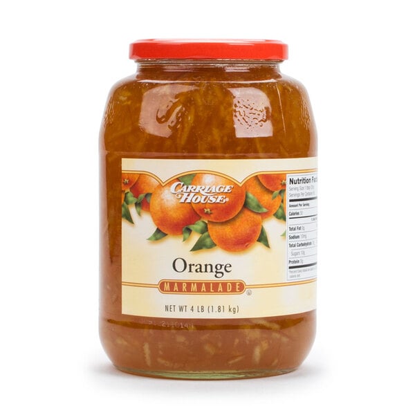 A case of 6 glass jars of orange marmalade.