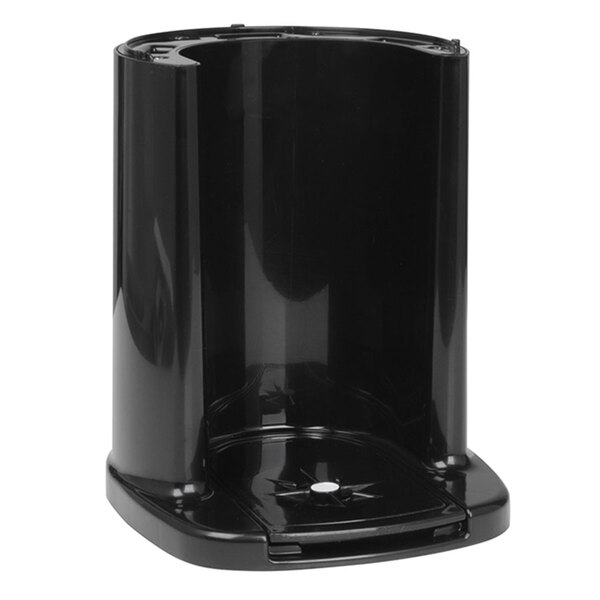 A black plastic Bunn stand with a white circle on top.