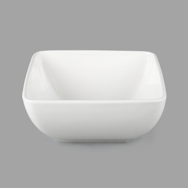 A white square Whittier porcelain bowl.
