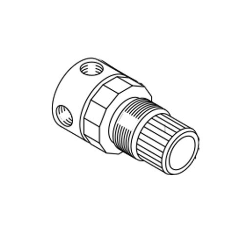 A black and white drawing of a Bunn water regulator valve with a small knob.