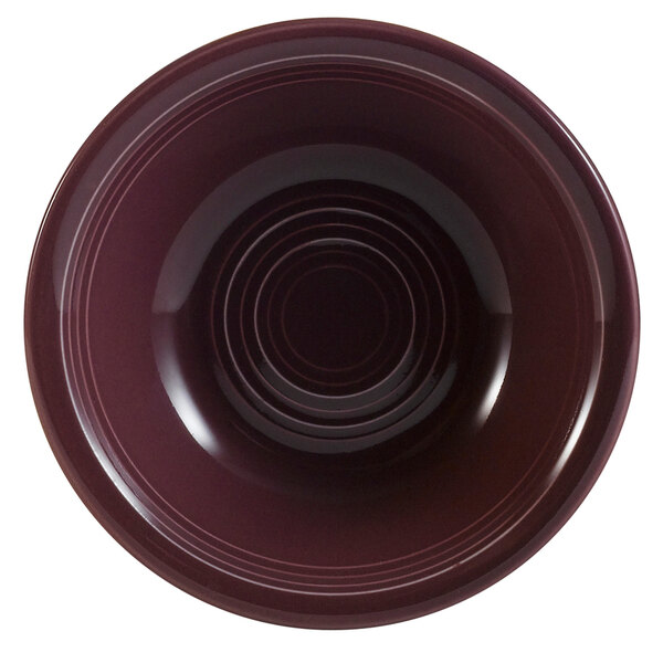 A CAC white china bowl with a dark brown rim.