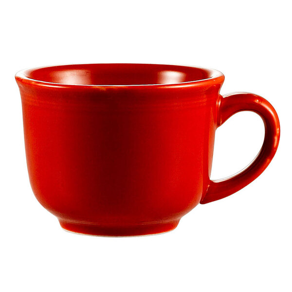 A red CAC Tango coffee cup with a handle.