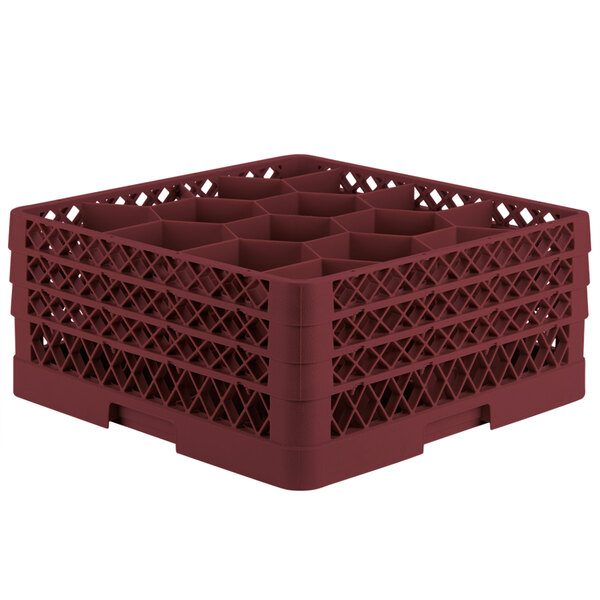 A red Vollrath Traex rack for 12 glasses.