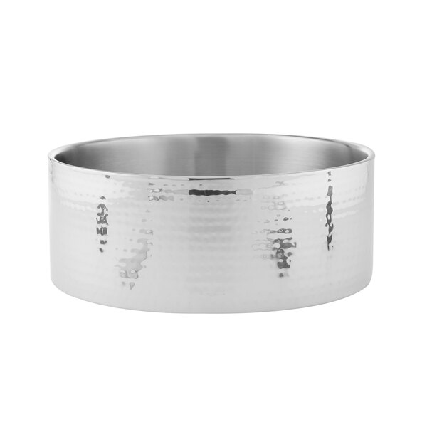 An American Metalcraft stainless steel bowl with a hammered design.