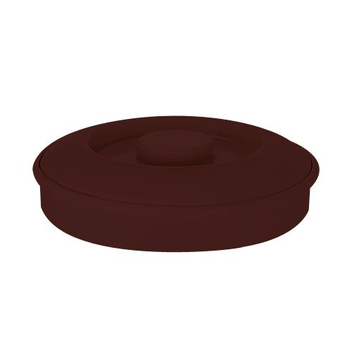 A round brown GET Melamine tortilla server with a lid.