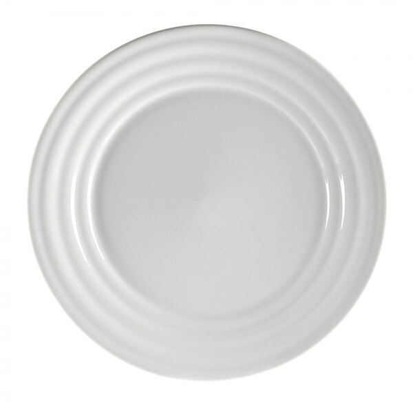 A 10 Strawberry Street white porcelain plate with a thin rim.
