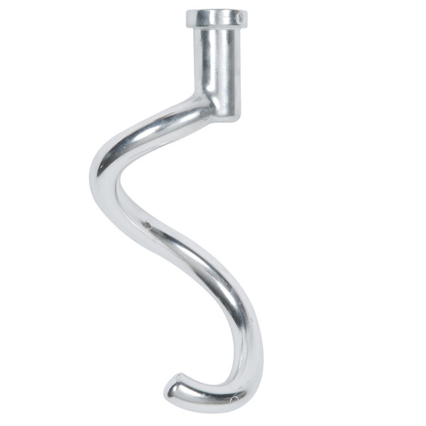 A Globe stainless steel spiral dough hook with a curved handle.