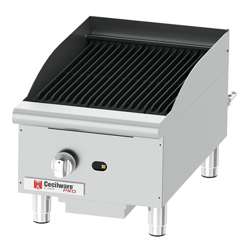A Cecilware gas charbroiler on a counter.