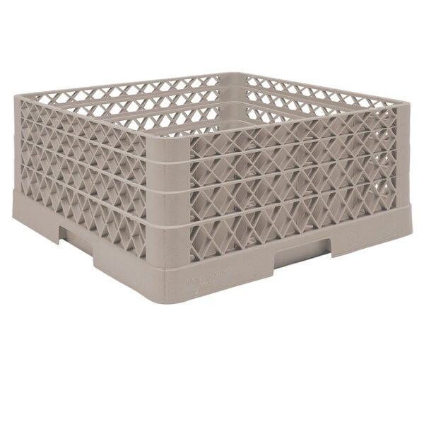 A beige Vollrath plastic glass rack with a grid.