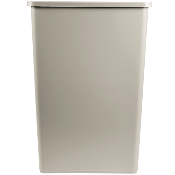 A white rectangular Rubbermaid plastic bin with a white lid.