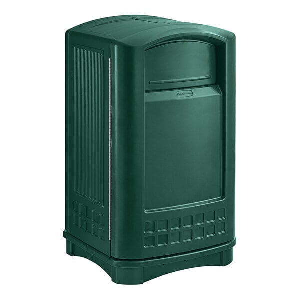 Rubbermaid FG396400DGRN Plaza Dark Green Square Container with Side Opening 50 Gallon