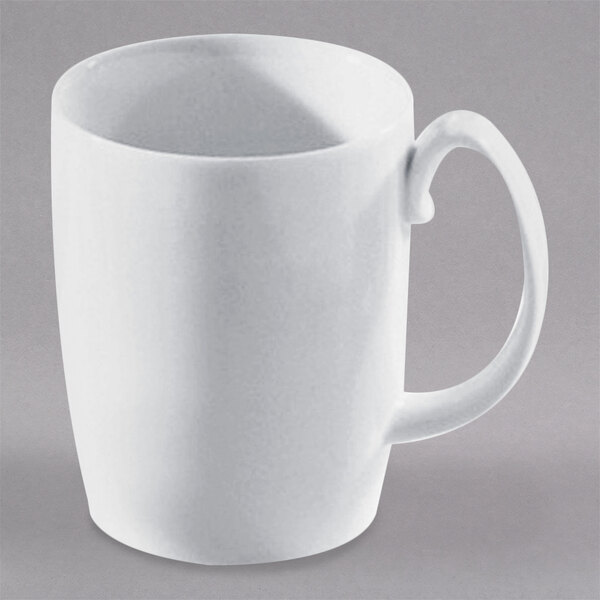 A white 10 Strawberry Street Aurora mug with a handle.