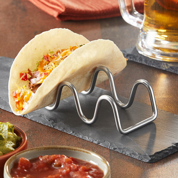 Tablecraft TRW23 Taco Taxi Stainless Steel Taco Holder with 2 or 3 Compartments