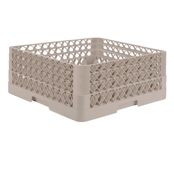 A beige Vollrath plastic glass rack with a cross pattern.