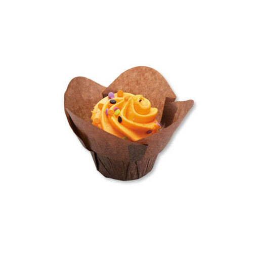 Hoffmaster 611111 1 1/4" x 2 1/4" Chocolate Brown Lotus Baking Cups