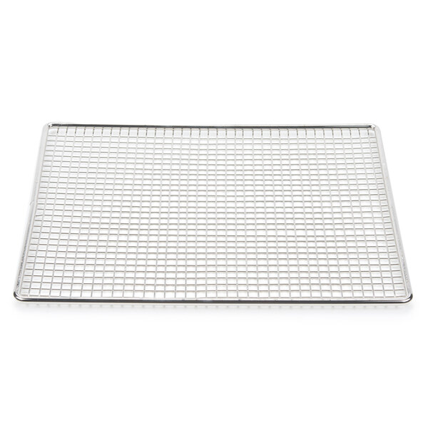 A metal tray with a grid.