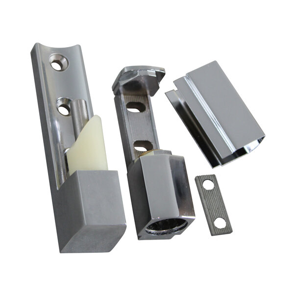 A close-up of an All Points edge mount door hinge.