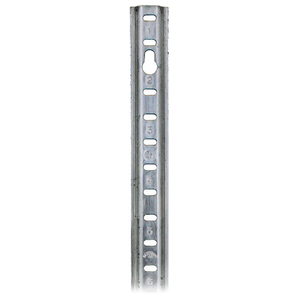 An aluminum metal bar with keyholes on the top.