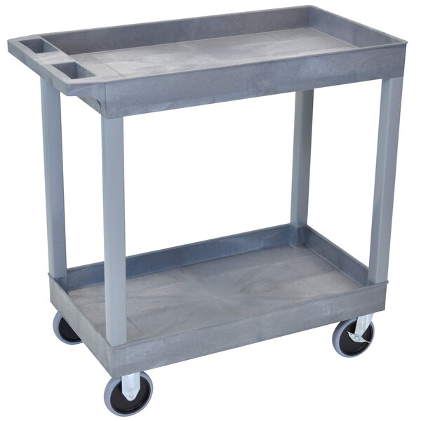 A grey Luxor plastic utility cart with wheels.
