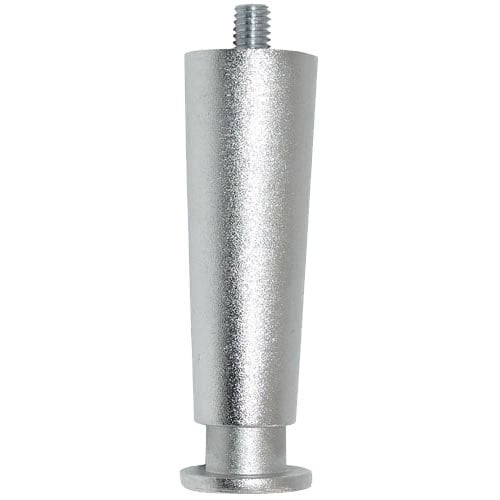 A silver metal object with a screw on a white background.