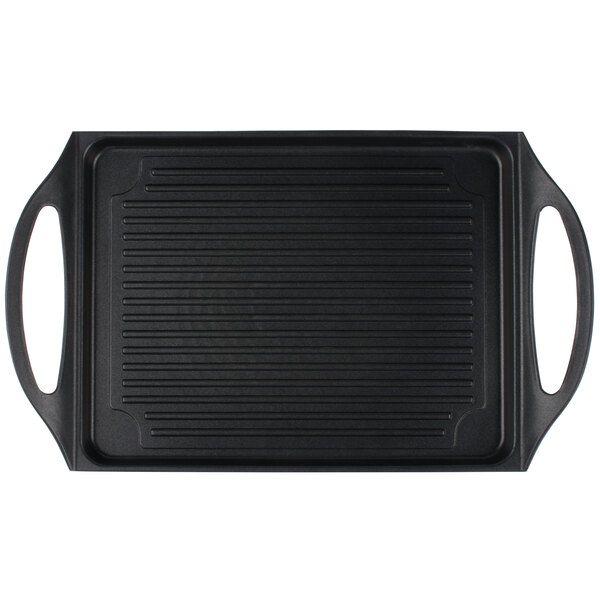 A black rectangular Tablecraft CaterWare grill pan with two handles.