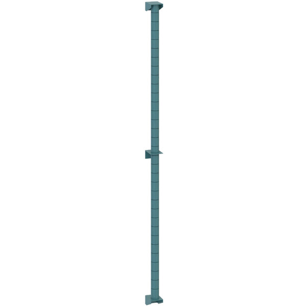 A long metal post with a blue end.