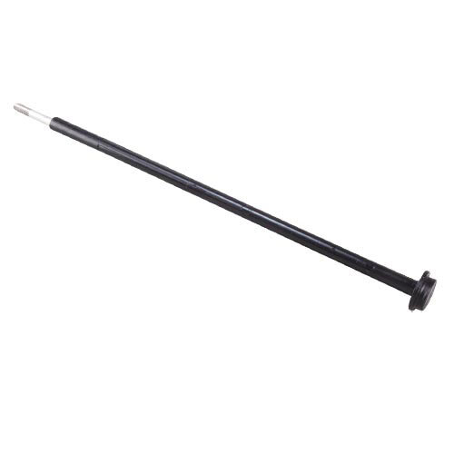 A black metal rod with a screw.