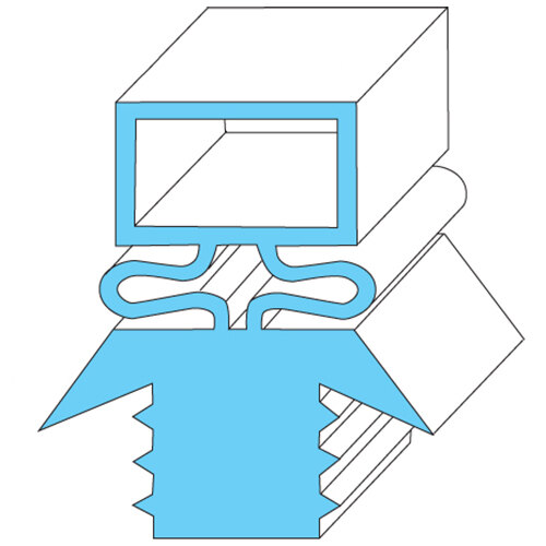 A blue and white diagram of a rectangular metal structure.