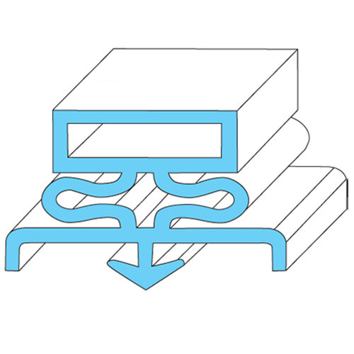 A diagram of a blue and white rectangular rubber door gasket for a refrigerator.