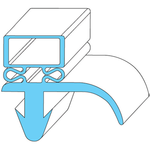 A diagram of a blue rectangular object with a blue arrow pointing to a rectangular structure.