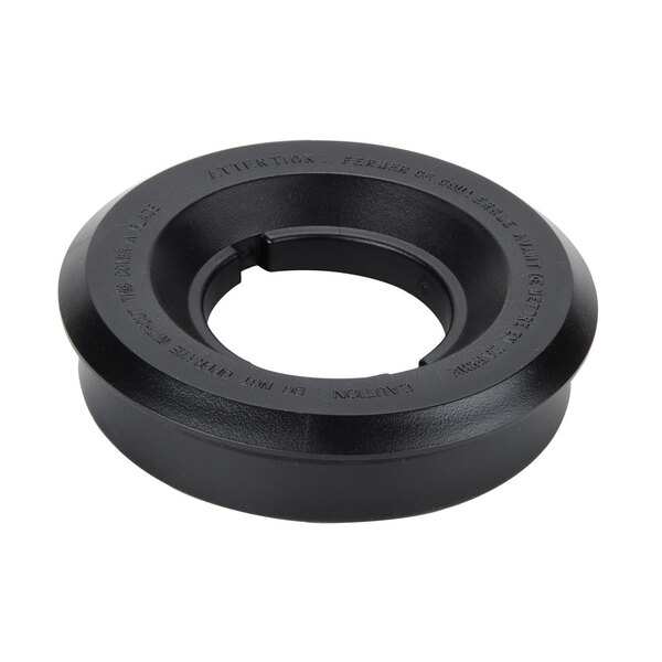 A black rubber circular lid with a hole in the center.