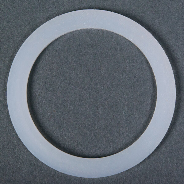A white plastic circle for a Hamilton Beach blender cutter blade gasket.