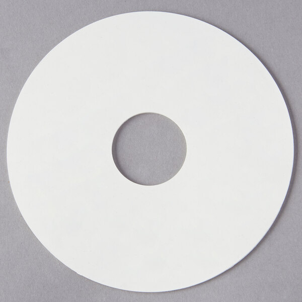 A white disc with a hole in the center.