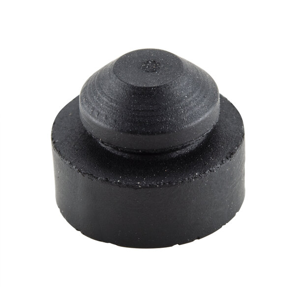 A black round grommet with a round cap.