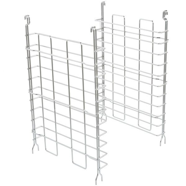 A Metro chrome tray slide attached to two wire racks.