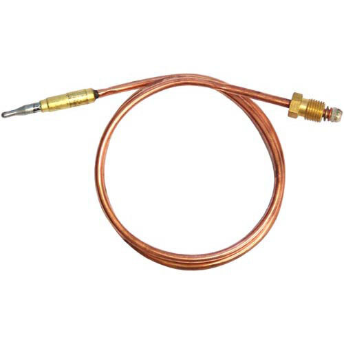 A close-up of a copper temperature probe with a gold and silver tip.