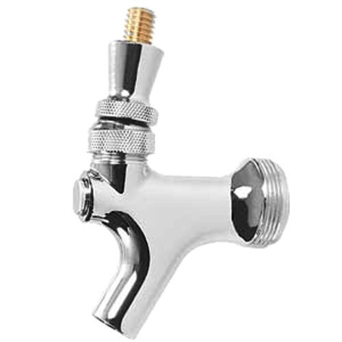 A chrome Micro Matic beer faucet with brass lever.