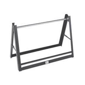 A black metal frame with a silver metal handle.