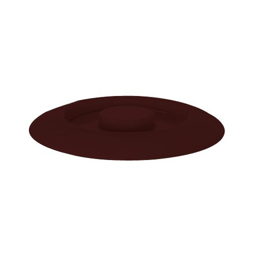 A brown melamine lid with a hole in the middle.