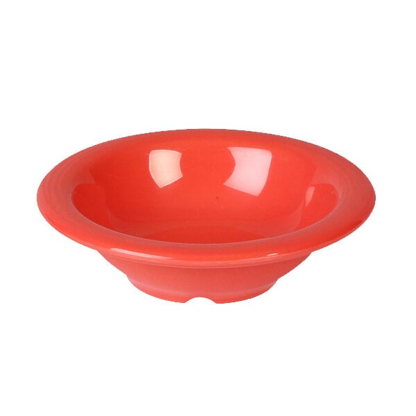 A red Thunder Group melamine salad bowl with a white background.
