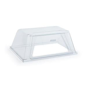 A clear plastic container with a clear window on top.