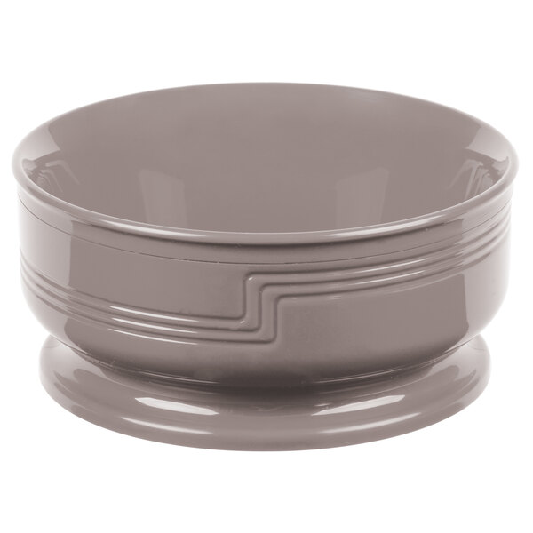 A white Cambro entree bowl with a design on it.