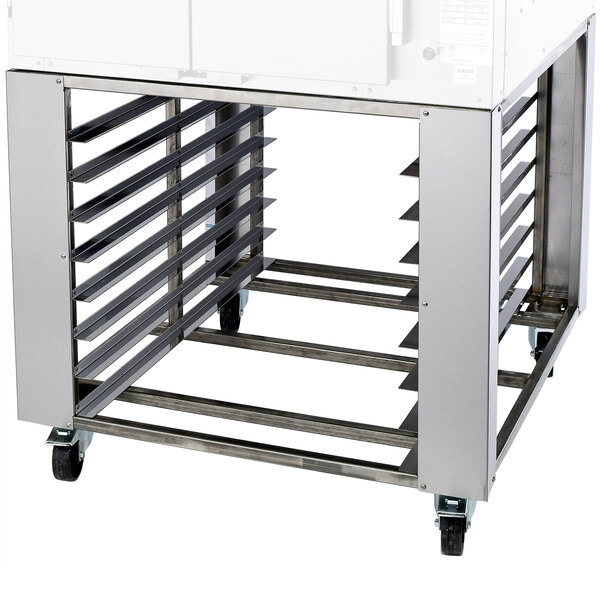 A Doyon metal equipment stand with shelves and wheels.